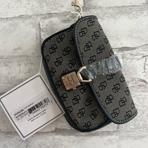 NWT Dooney & Bourke Flap Black and Tan with Gold hardware Wristlet